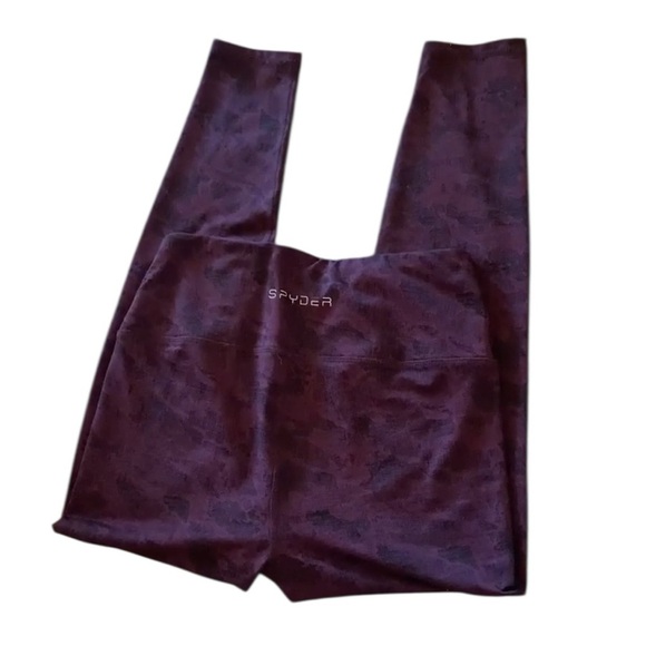 SPYDER High Waisted Printed Leggings Wine Camouflage Print Large Workout BAL… - Picture 5 of 14